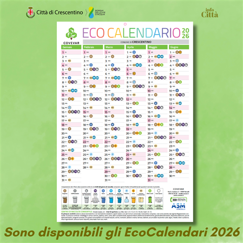 EcoCalendari 2026 disponibili per i cittadini