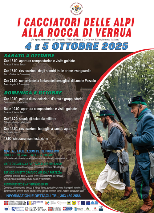 "I Cacciatori delle Alpi": rievocazione storica tra Crescentino e la Rocca di Verrua Savoia